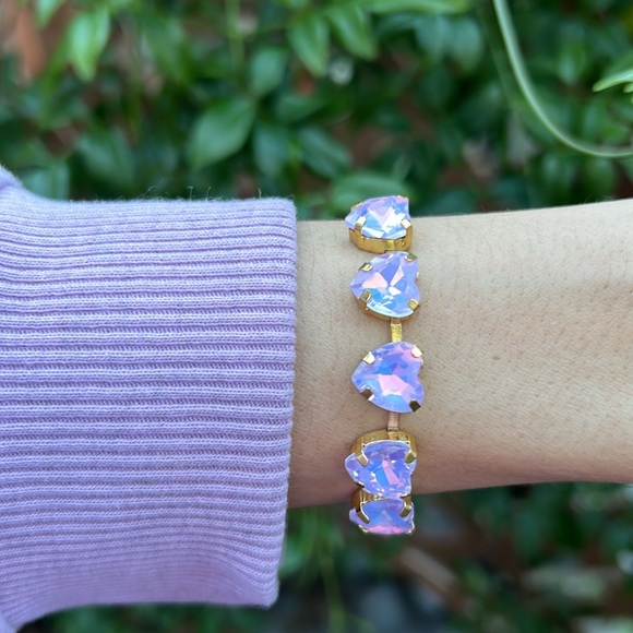 Purple Opal Aurora Borealis Crystal Heart Bracelet - Picture 13 of 16